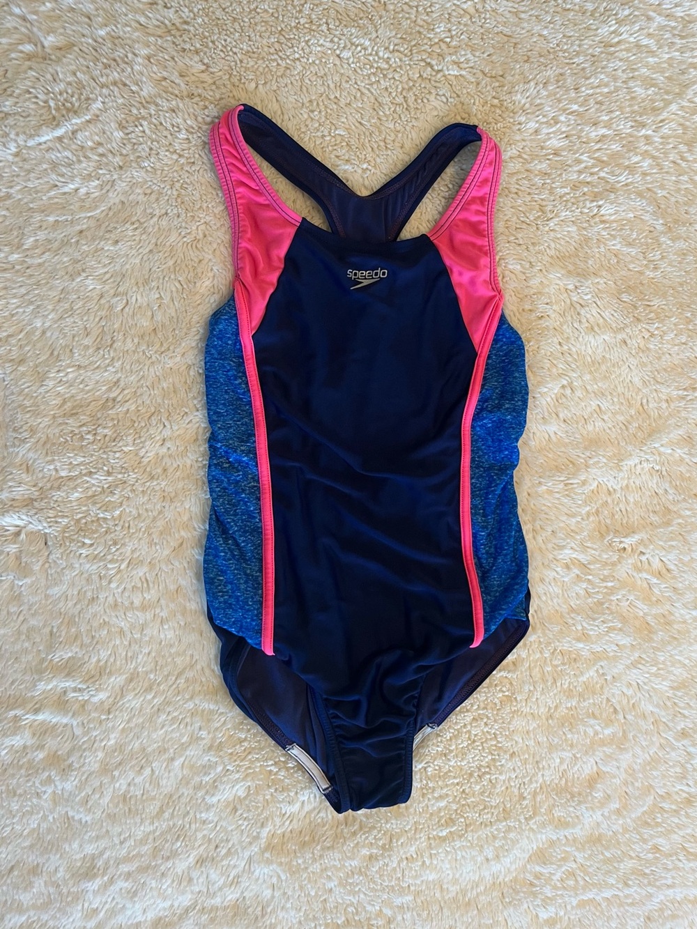 Speedo Navy with Pink and Blue Girls' One-Piece Swimsuit Sz 8/10